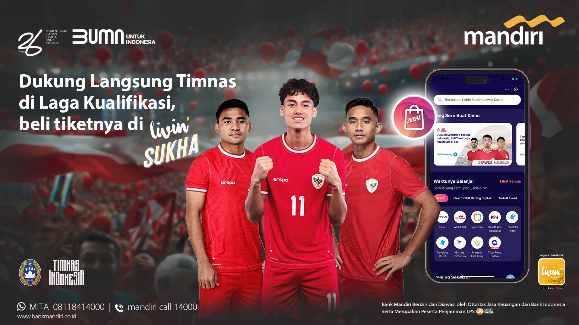 Bank Mandiri Jual Tiket Timnas Garuda Menuju Piala Dunia 2026 di Livin’ Sukha
