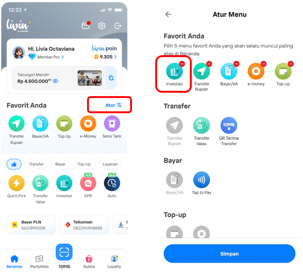 Penggunaan Fitur Livin' Investasi