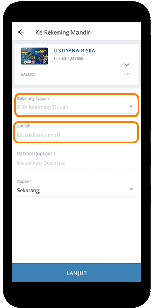 mandiri online app rekening tujuan transfer dan jumlah