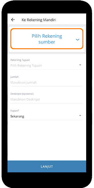 mandiri online app sumber rekening
