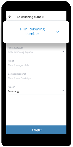 mandiri online app sumber rekening