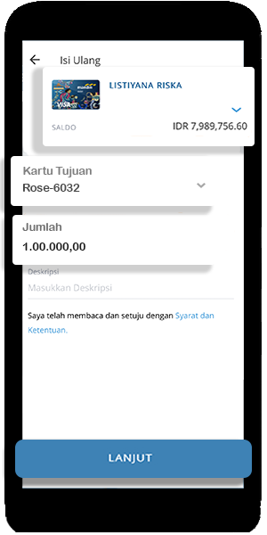 mandiri online app top up e-money isi rekening sumber dan jumlah