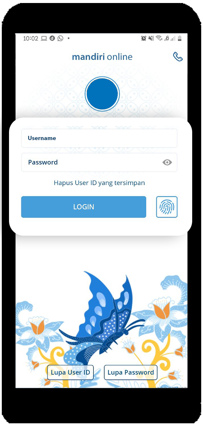 mandiri online app login page