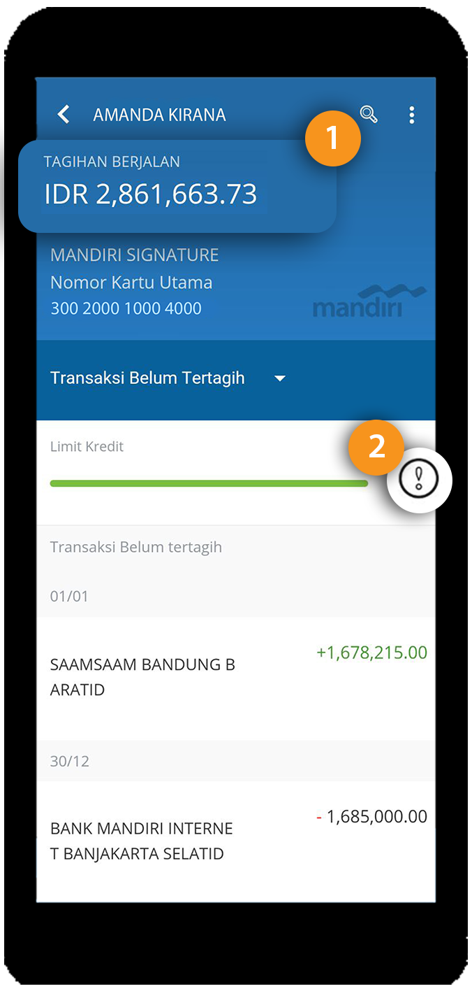 mandiri online app home tagihan berjalan