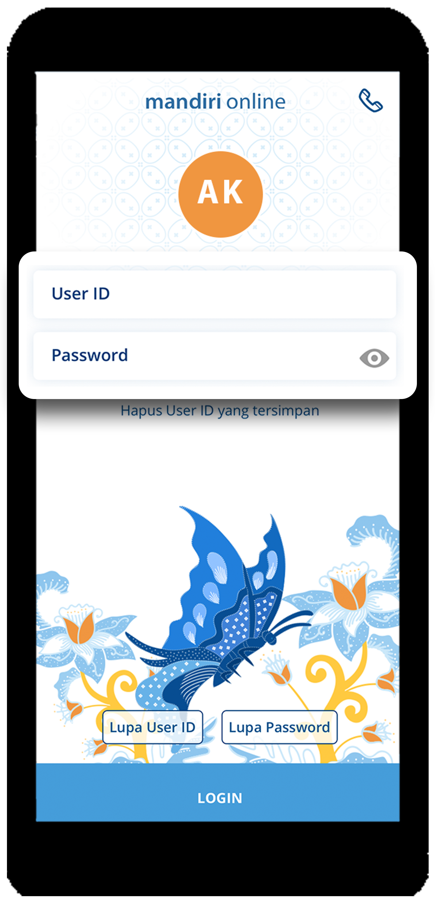 mandiri online app login page