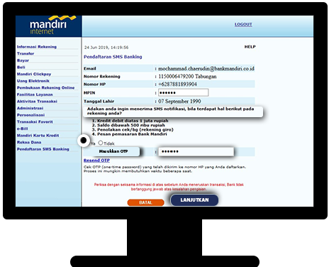 internet banking kode otp