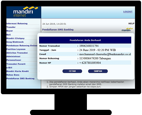 internet banking bukti pendaftaran sms banking