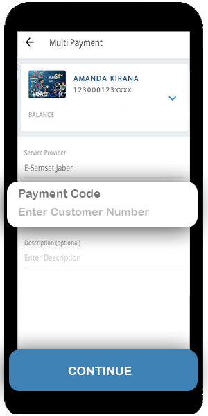 Livin' app masukan payment code e-samsat