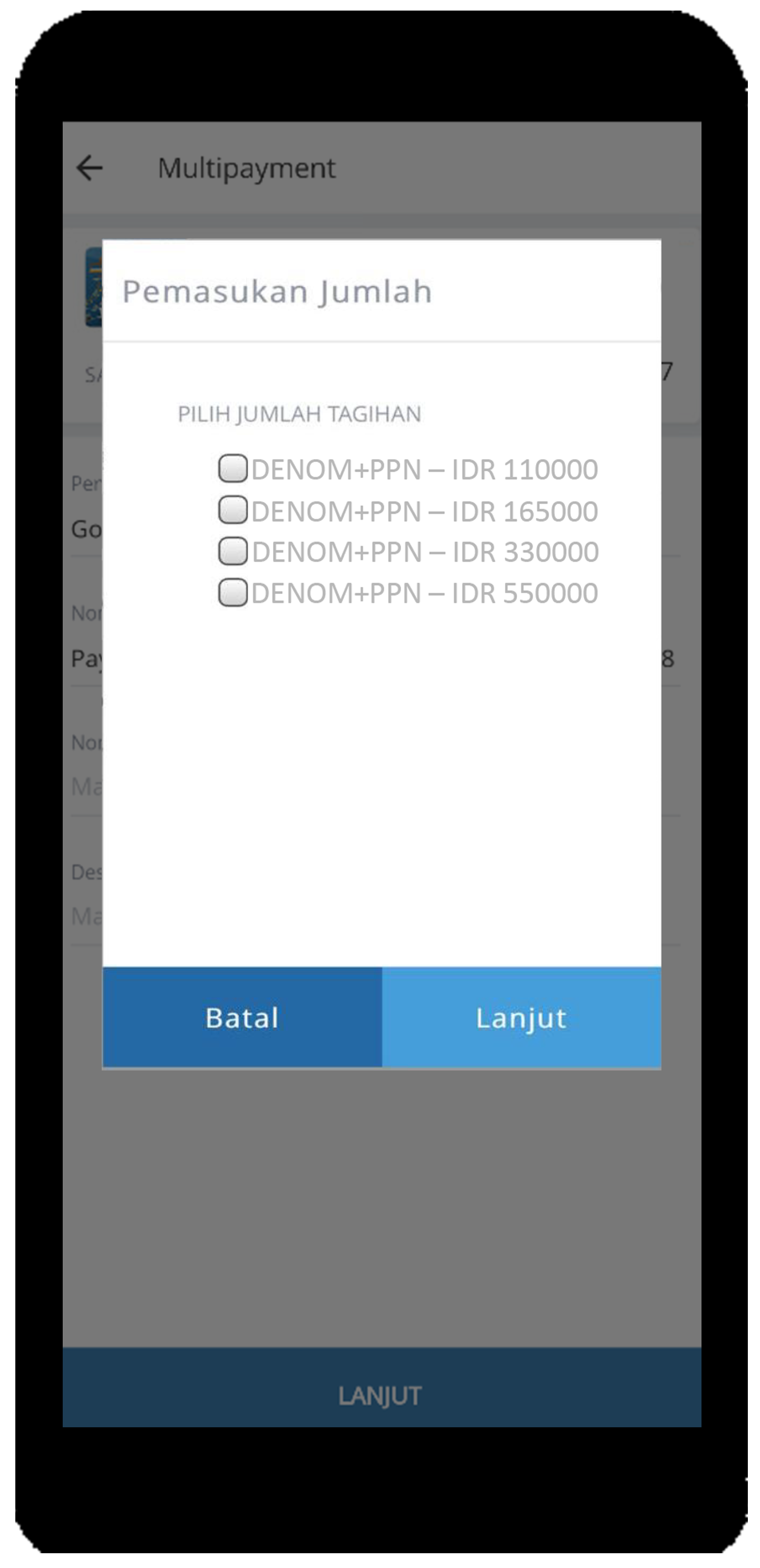 pilih nominal top up