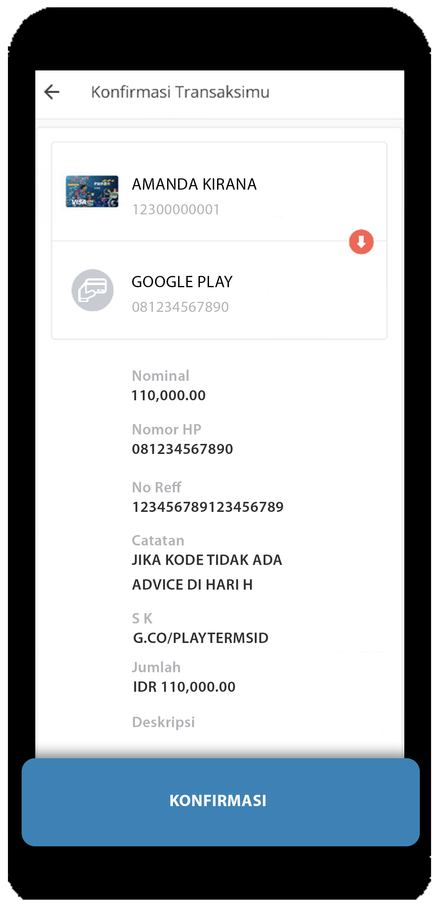 konfirmasi pembelian