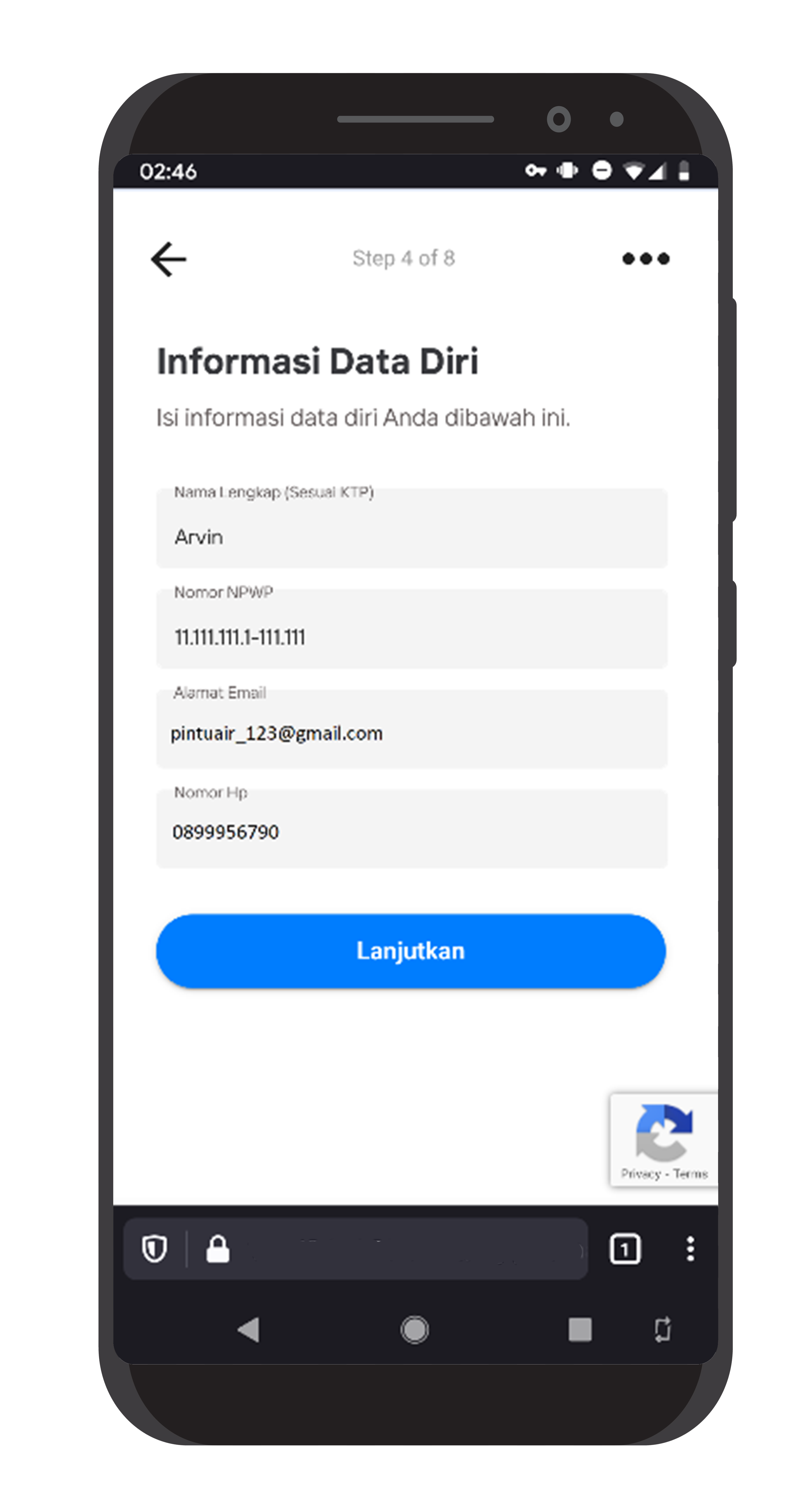 pilih rekening sumber
