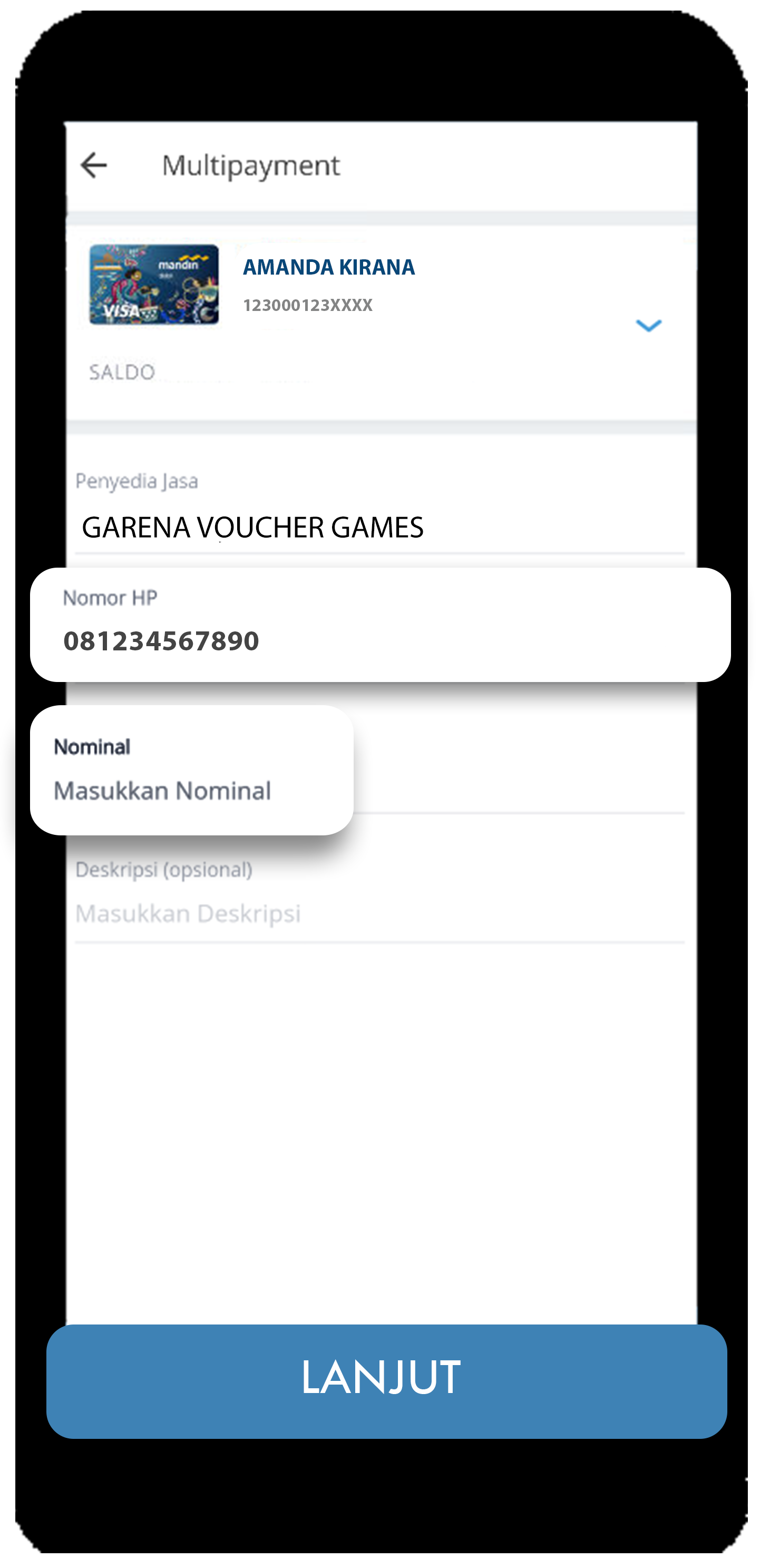 Livin' app nomor hp dan nominal