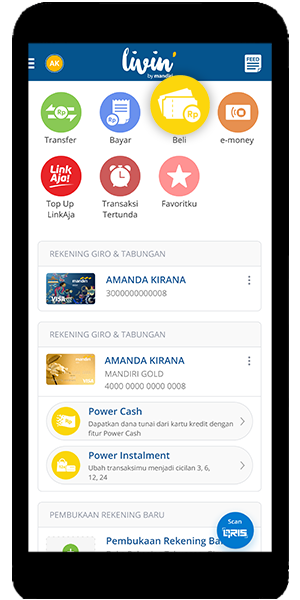 Livin' app menu bayar